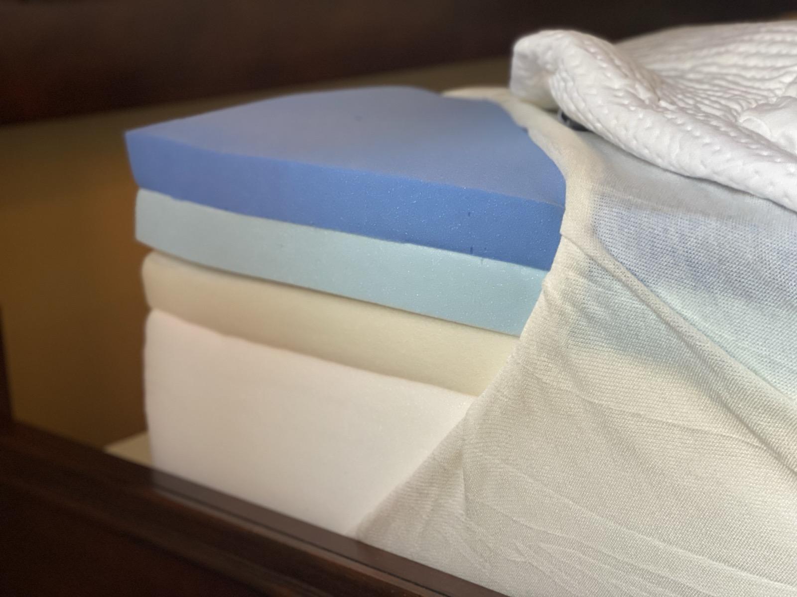Four distinct layers visible inside a mattress